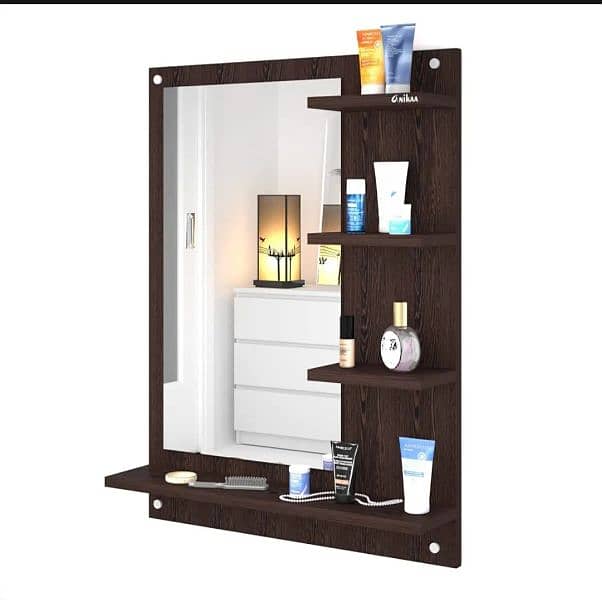 mirror with shelf n wood work items 0