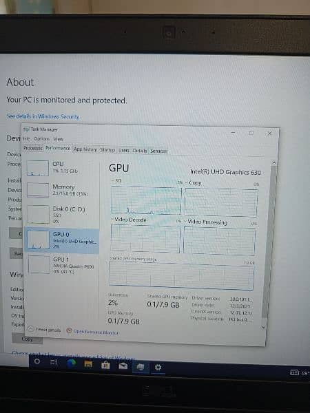 Dell Precision 3530 Workstation Core i5 8th Gen 16/256Gb 4gb Graphics 7