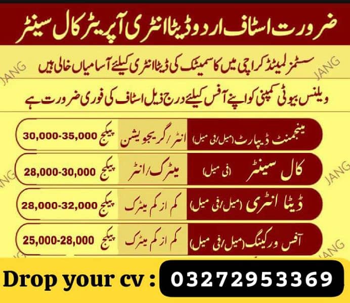 jobs only for Karachi 0