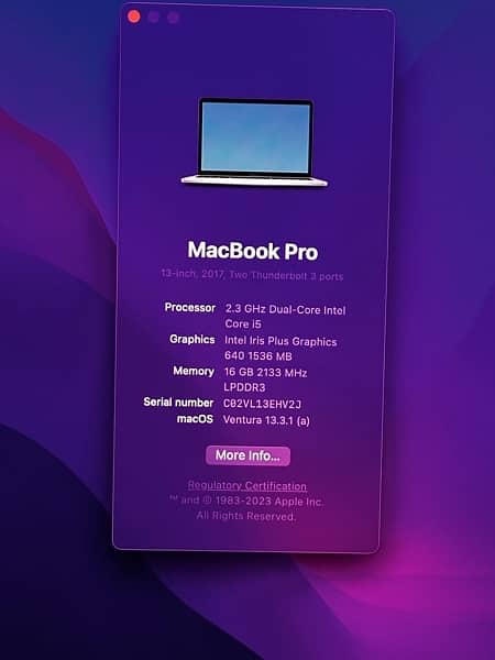 macbook pro 2017 16/256 3