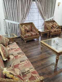 Sofa set / 5 seater sofa / Luxury Sofa Set / Wooden sofa and 3  tables