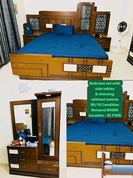 Bedroom set with side tables & dressing 0