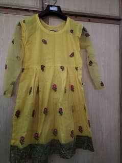 net yellow frock with dupatta
