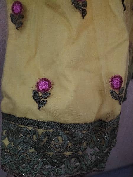 net yellow frock with dupatta 1