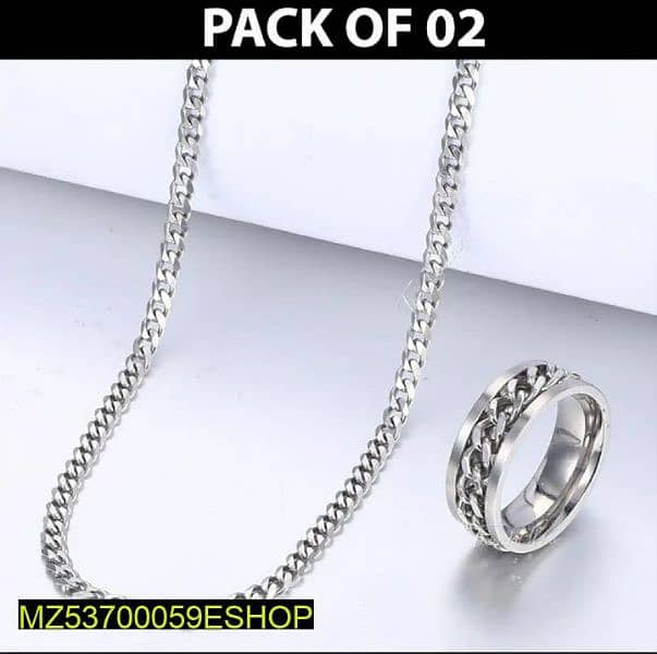 PLAIN SILVER CHAIN  WITH RINGS PACK OF 2 0