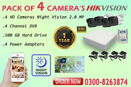 4 CCTV Cameras Pack (1 Year Warranty)
