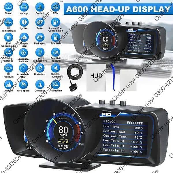 Heads Up Display Auto Display Obd2+gps Gauge Security Hud Alarm 2