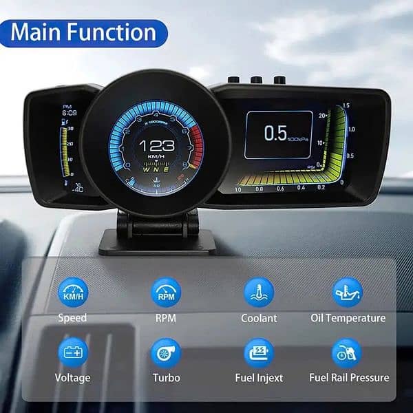 Heads Up Display Auto Display Obd2+gps Gauge Security Hud Alarm 5