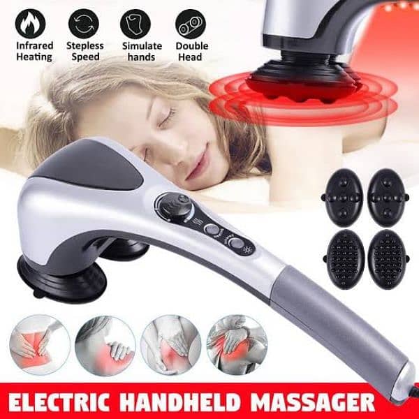 Original Handheld Double Heads Vibrating Massager Infrared Heating 2