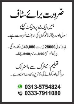 MALE FEMALE STAFF REQUIRED