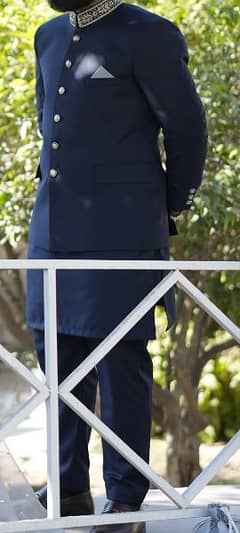 prince coat Navy blue and white kullah