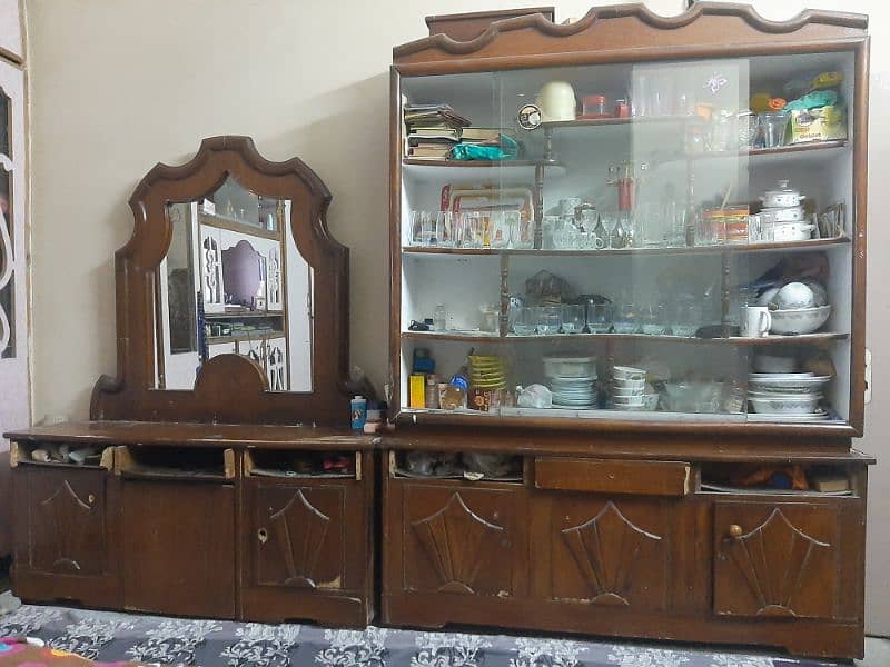 wooden showcase and dressing table 0