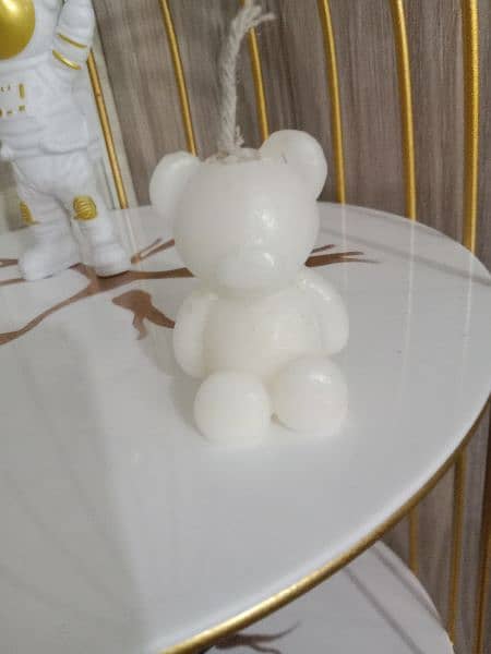 cute teddy bear white candle 1