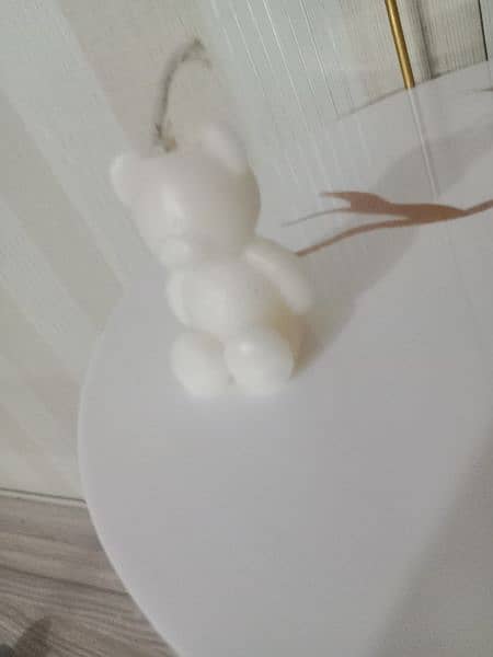 cute teddy bear white candle 2