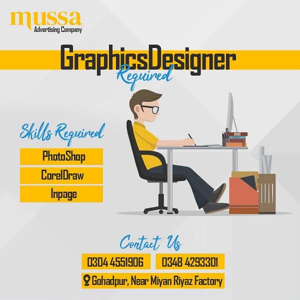 we are looking for a graphics Designer at Mussa Advertising 0