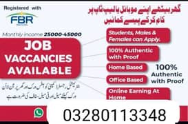 Male/Female staff online job Available partime fultime Hombase of/work