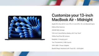 Apple MacBook Air 13.6" M3 Chip (2024) 8GB, 256GB Midnight MRXV3