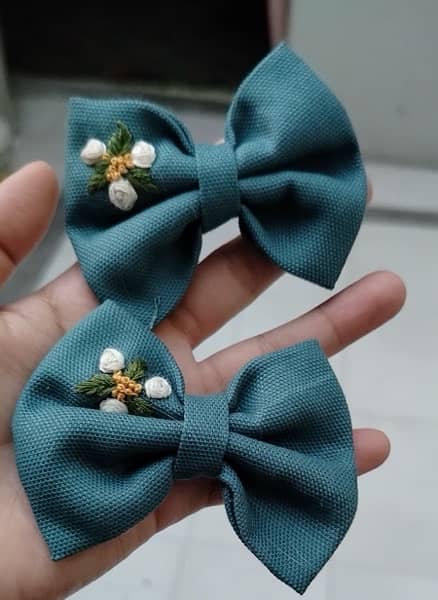 handmade embroidered hair bow 5