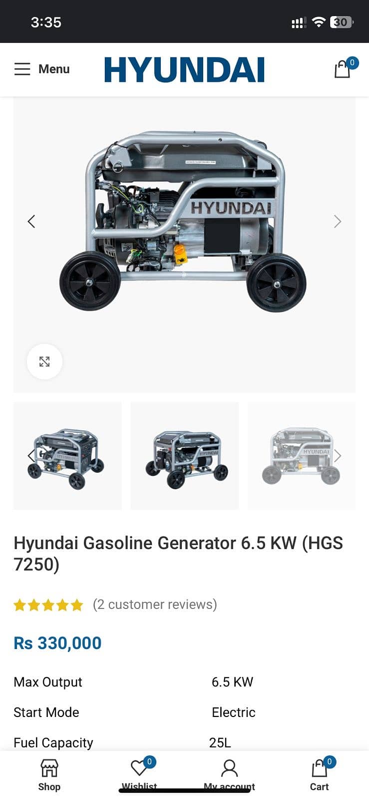 Hyundai generator for sale 6.5kw 0