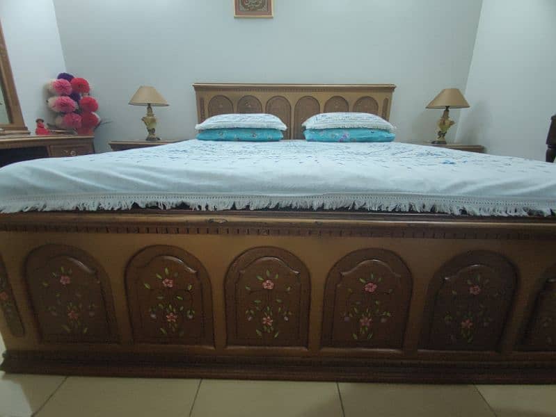 King Size Bed with Dressing Mirror and Side Tables 1