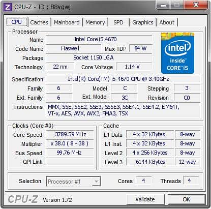 Core i5 4th gen 3.8GHz boost 1