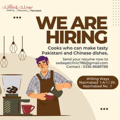Cooks who can make tasty Pakistani and Chinese 0