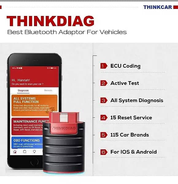 ThinkCar ThinkDiag 15 Reset ECU Coding Calibration One Year Launch OBD 6