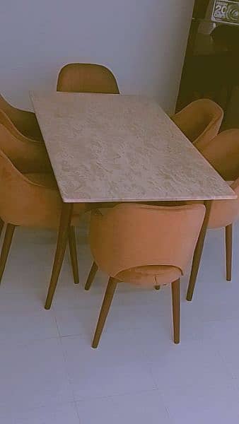 6 Seater Modern Dinning Table with original  marble top 2