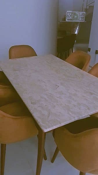 6 Seater Modern Dinning Table with original  marble top 4