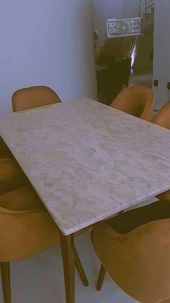 6 Seater Modern Dinning Table with original  marble top 8