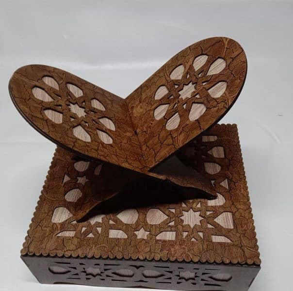 Wooden engraved Quran box -set of 2 1