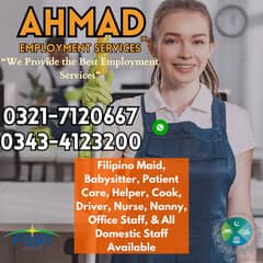 Maid ,Cook,Driver ,Babysitter,Couple ,Office Boy PatientCare all staff