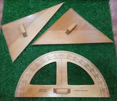 Wood Maths Geometry Set, Protractor,90° Ruler, 45° Ruler