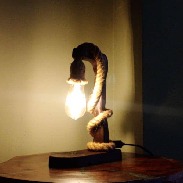 rope lamp with faux natural branch holder 0