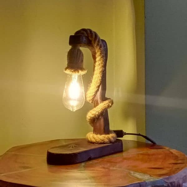 rope lamp with faux natural branch holder 1