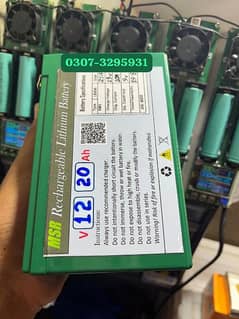 12v 20Ah Lithium ion battery ( Li-ion ) for Ac-Dc fans, Solar & UPS