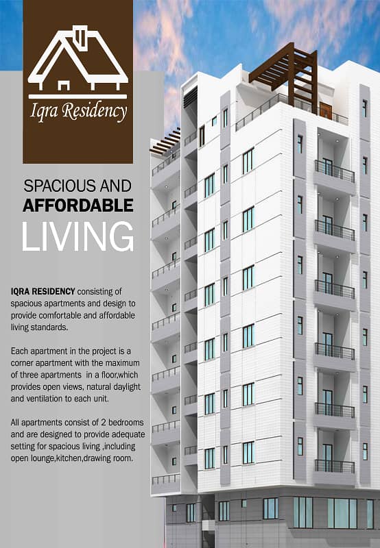 IQRA RESIDENCY provides Spacious and luxury apartments for sale in azam town 2