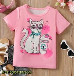 1 PC stitched cotton T sheet_ coffee cat graphic tee