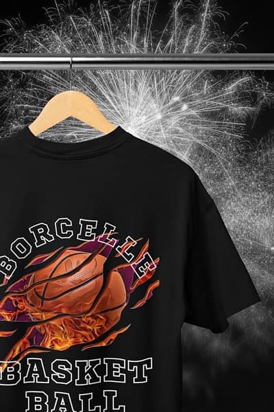 Basketball Oversized T-Shirt Drop Shoulder O-Neck For Men Back Print 3