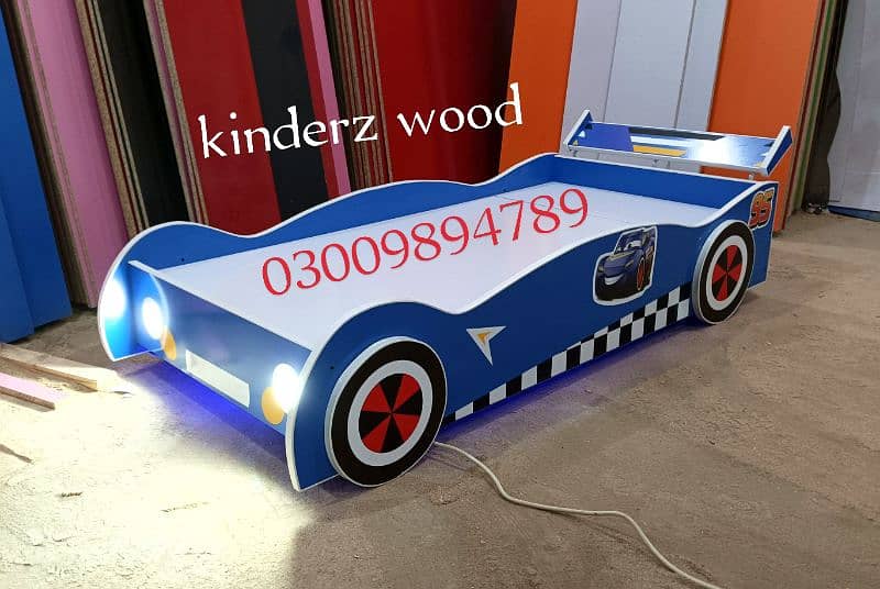 kids car bed with front and floor LED lights 0