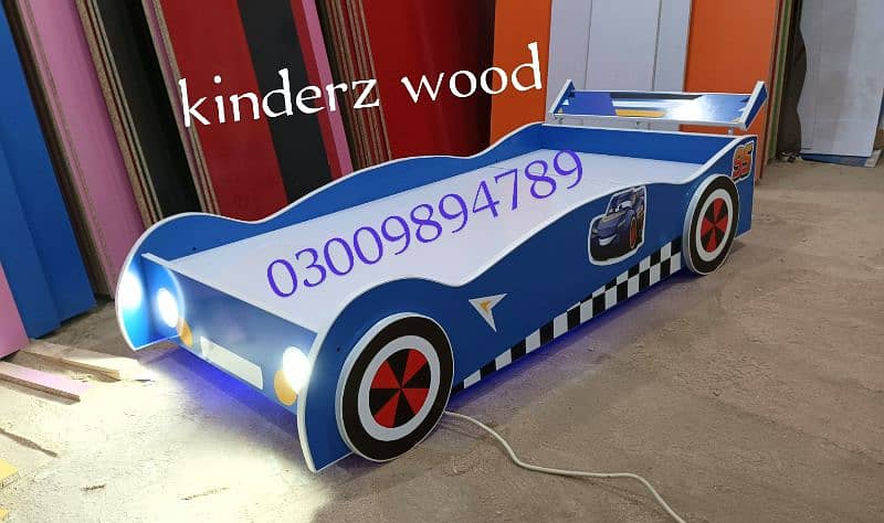 kids car bed with front and floor LED lights 3