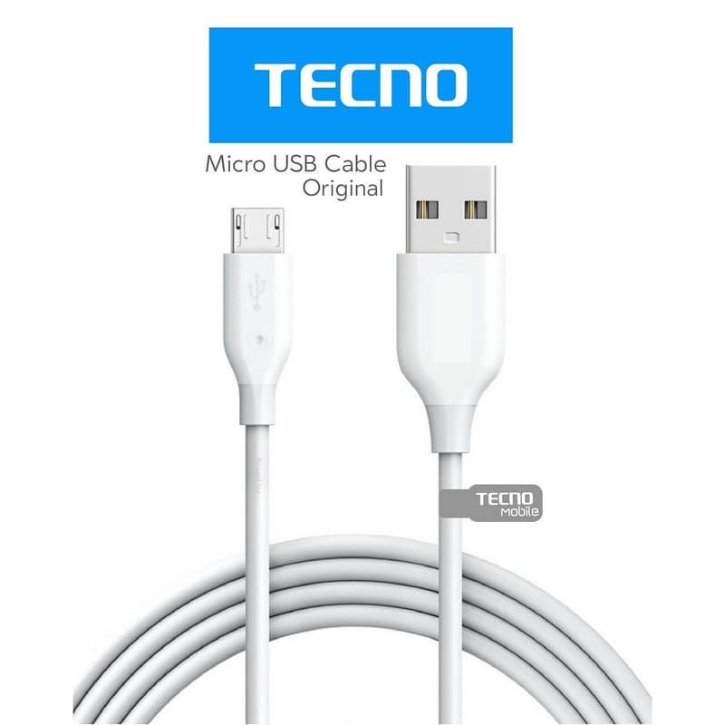 Pack of 5 (1=115) Tecno Data Cable Micro USB For Mobile 1 meter 3