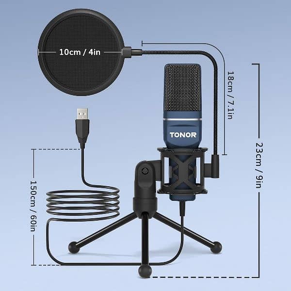 TONOR USB Microphone, Cardioid Condenser Computer Microphone, 6