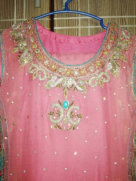 Pink chiffon embroiderd 3 piece dress 1