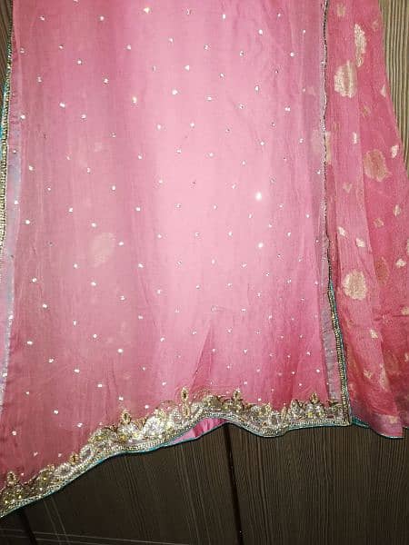 Pink chiffon embroiderd 3 piece dress 2