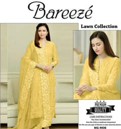 Bareeze 3 pc Embroidered Unstitched Lawn
