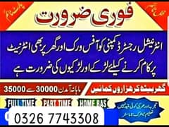 Only for Lahore Male & Female Staff For part time or full time