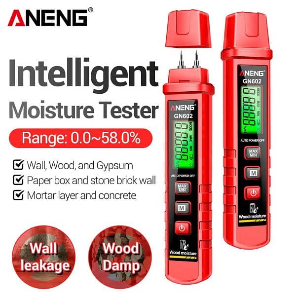 Moisture Tester 0~58% Wood Moisture Detector Max/Mini Value Build 0