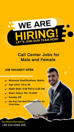 Call Center Jobs for Male and Female-Salary Rs. 50,000/
