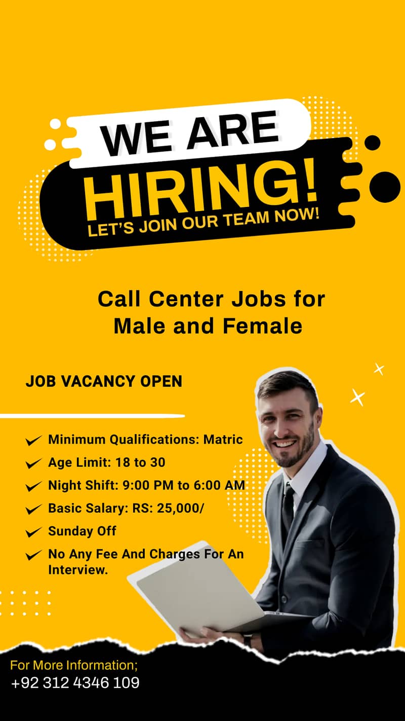 Call Center Jobs for Male and Female-Salary Rs. 50,000/ 0